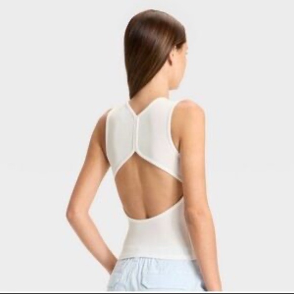 Zara Tops - Zara White Open-Back Tank Top